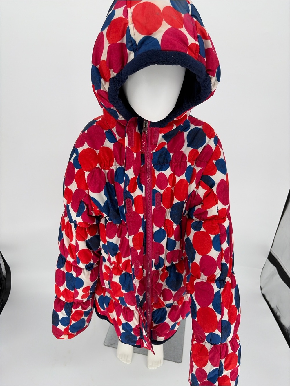 Lands' End Kids' Polka Dot Puffer Jacket in Red, Blue, Pink